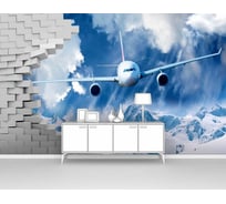 Фотообои лофт "Самолет ломает стену, пролетая над горами" 400x250 ШxВ ООО Первое ателье pw94956-4