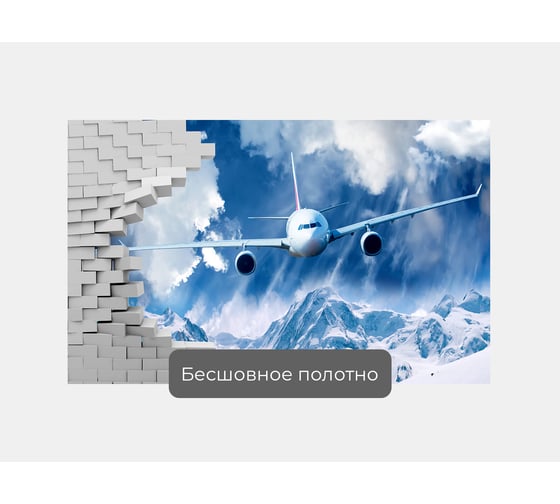 Фотообои лофт "Самолет ломает стену, пролетая над горами" 160x100 ШxВ ООО Первое ателье pw94956-1