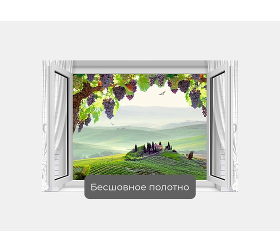 Фотообои окно природа "Виноград в распахнутом окне" 150x100 ШxВ ООО Первое ателье pw95335-1