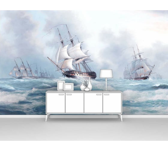 Фотообои море "Парусники в открытом море" 400x250 ШxВ ООО Первое ателье pw94966-4
