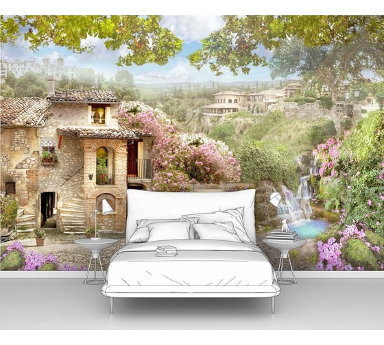 Фотообои "Улица с живописным садом" 400x270 ШxВ ООО Первое ателье pw28591-4