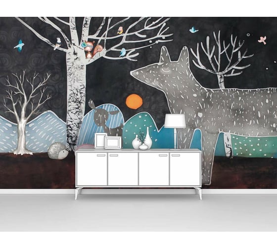 Фотообои "Нарисованный сказочный лес" 200x125 ШxВ ООО Первое ателье pw94923-2 1