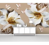 Фотообои цветы "Крупные лилии с бабочками" 400x250 ШxВ ООО Первое ателье pw95468-4
