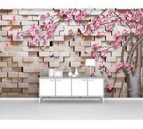 Фотообои кирпич "Дерево у кирпичной стены" 300x190 ШxВ ООО Первое ателье pw95554-3