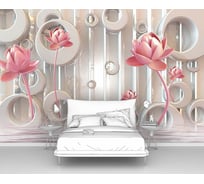Фотообои 3d абстракции цветы "Круги и розовые лотосы" 400x265 ШxВ ООО Первое ателье pw95609-4