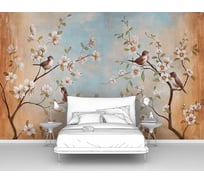 Фотообои цветы "Певчие птички на ветках" 400x250 ШxВ ООО Первое ателье pw95562-4