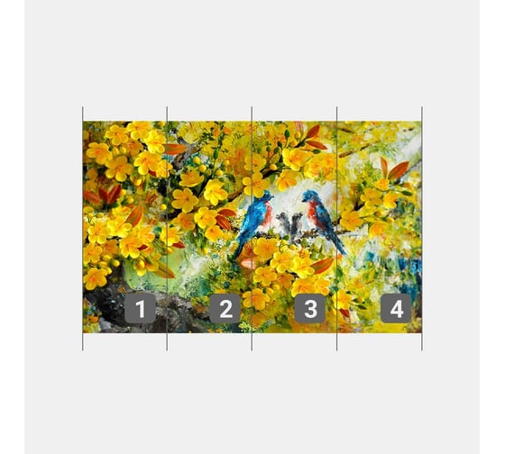 Фотообои "Ласточки на ветке" 400x250 ШxВ ООО Первое ателье pw95457-4
