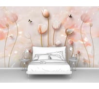 Фотообои цветы мрамор "Тюльпаны на мраморном фоне" 200x125 ШxВ ООО Первое ателье pw95798-2