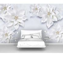 Фотообои "Белые цветы на белом кафеле" 400x250 ШxВ ООО Первое ателье pw95636-4