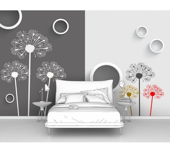 Фотообои абстракции цветы "Абстракция с одуванчиками" 400x250 ШxВ ООО Первое ателье pw95761-4 1