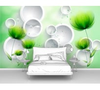 Фотообои 3d абстракции "Зеленые цветы с кругами" 300x190 ШxВ ООО Первое ателье pw95833-3