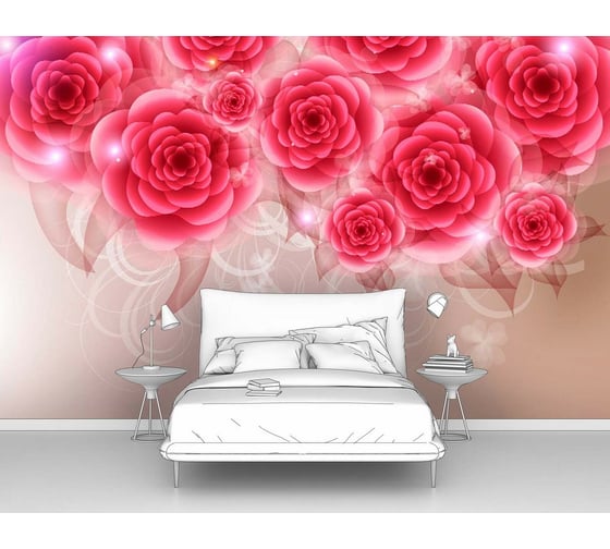 Фотообои "Ярко-розовые цветы" 200x125 ШxВ ООО Первое ателье pw95890-2 1