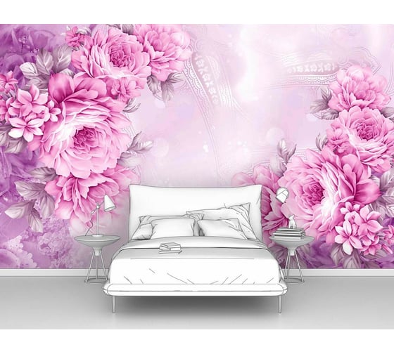 Фотообои "Сиреневые цветы в углах" 160x100 ШxВ ООО Первое ателье pw96032-1 1