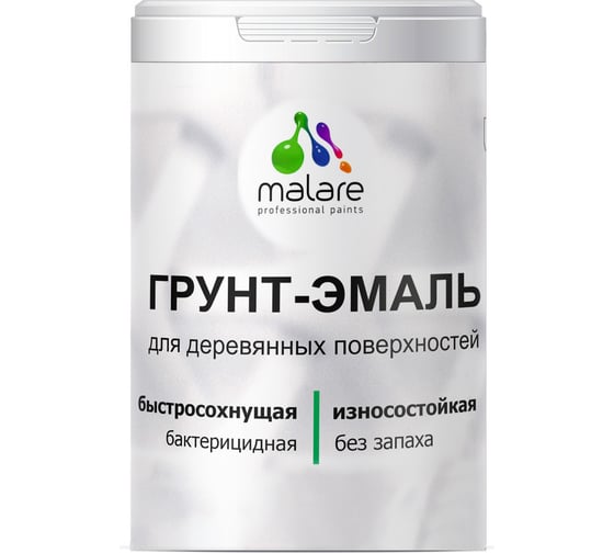 Грунт-эмаль MALARE 3 в 1 для деревянных поверхностей, парное молоко, 2 кг 7930085240493