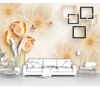 Фотообои цветы "Тюльпанчики с квадратами в углу" 400x275 ШxВ ООО Первое ателье pw96321-4