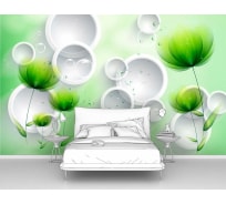 Фотообои 3d абстракции "Зеленые цветы с кругами" 400x250 ШxВ ООО Первое ателье pw95833-4
