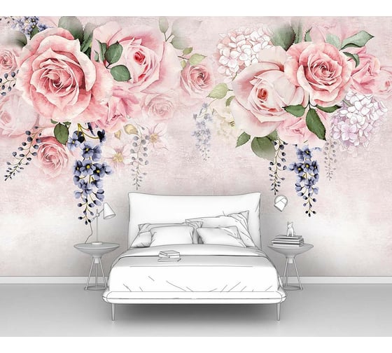 Фотообои розы цветы "Орнамент из букетов роз" 400x265 ШxВ ООО Первое ателье pw95693-4