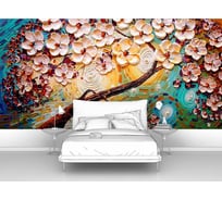 Фотообои абстракции цветы "Сакура в технике пуантилизм" 400x200 ШxВ ООО Первое ателье pw96165-4