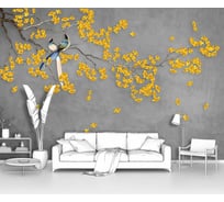 Фотообои "Желтая цветущая ветка с птицами" 200x140 ШxВ ООО Первое ателье pw96304-2