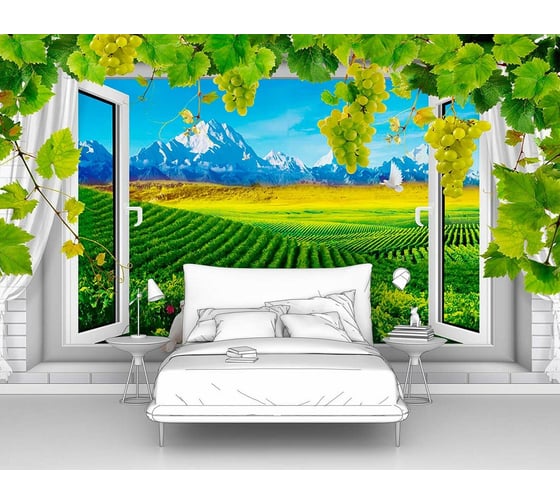 Фотообои природа "Вид из окна на виноградники" 400x250 ШxВ ООО Первое ателье pw96093-4 1