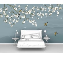 Фотообои сакура "Ветки сакуры на волнистом фоне" 400x250 ШxВ ООО Первое ателье pw96214-4