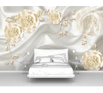 Фотообои 3d абстракции "Белые ажурные цветы на шелке" 300x190 ШxВ ООО Первое ателье pw96086-3