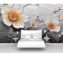 Фотообои "Цветы на серебристом фоне" 400x250 ШxВ ООО Первое ателье pw96336-4