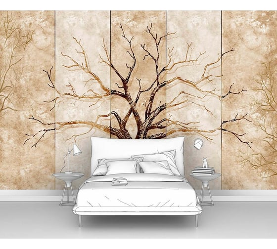 Фотообои дерево абстракции "Контур дерева на стене" 400x260 ШxВ ООО Первое ателье pw96188-4 1