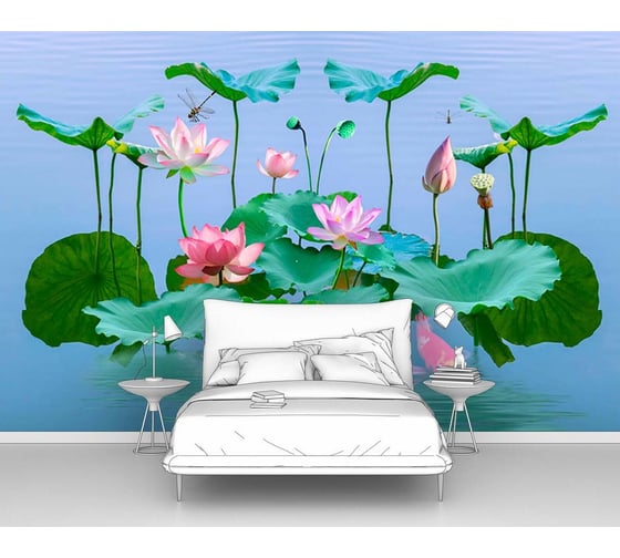 Фотообои 3d абстракции цветы "Лотосы над водой" 155x100 ШxВ ООО Первое ателье pw96705-1 1
