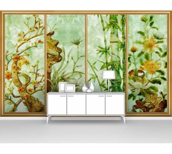 Фотообои абстракции "Витраж из четырех цветочных тем" 400x250 ШxВ ООО Первое ателье pw95150-4