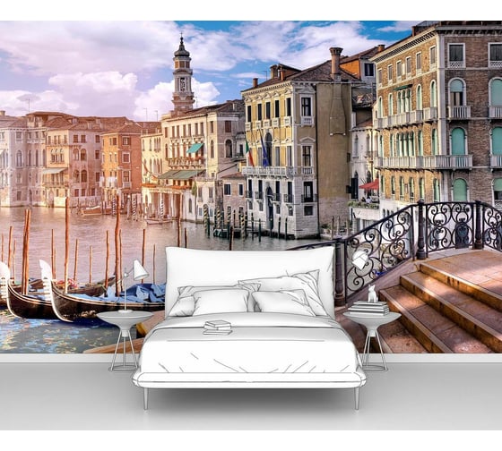 Фотообои "Мостовая с выходом на канал" 200x130 ШxВ ООО Первое ателье pw69515-2