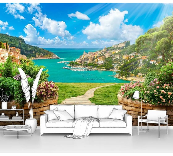 Фотообои "Дорожка между клумбами" 200x145 ШxВ ООО Первое ателье pw141217-2 1