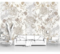 Фотообои цветы "Цветочный узор из белых и золотых пионов" 400x300 ШxВ ООО Первое ателье pw78613