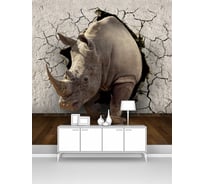 Фотообои животные лофт "Носорог из треснувшей стены" 200x200 ШxВ ООО Первое ателье pw73799
