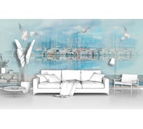 Фотообои лофт "Терраса с видом на причал с лодками" 200x100 ШxВ ООО Первое ателье pw28725-2