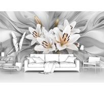 Фотообои 3d абстракции цветы "Три лилии в центре на ткани" 300x160 ШxВ ООО Первое ателье pw141502-3