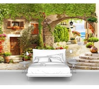 Фотообои город "Старинная улочка с цветочными горшками" 300x240 ШxВ ООО Первое ателье pw94050-3