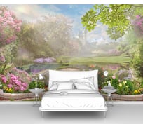 Фотообои природа "Пейзаж парка с замком в лучах солнца" 150x100 ШxВ ООО Первое ателье pw28595-1