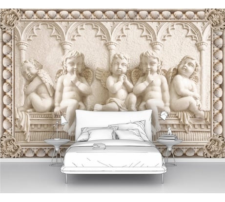 Фотообои 3d "Барельеф с ангелочками" 200x130 ШxВ ООО Первое ателье pw78692-2