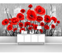 Фотообои цветы лофт "Яркие маки на сером фоне" 300x160 ШxВ ООО Первое ателье pw141503-3
