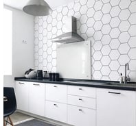 Кухонный фартук на стену Оптион Белый (панель из закаленного стекла; 600x600 мм) 81918