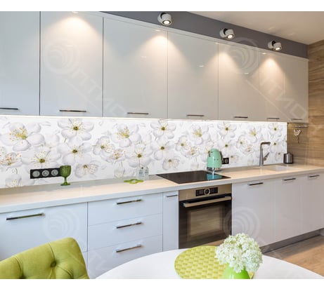 Кухонный фартук на стену Оптион Яблоневый цвет (3000x600 мм; термоперевод) 12239