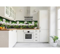 Кухонный фартук на стену Оптион Орхидеи белые (3000x600 мм; термоперевод) 8340