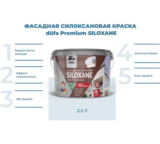 ВД краска Dufa Premium SILOXANE фасадная силоксановая база 1 2,5 л Н0000004492