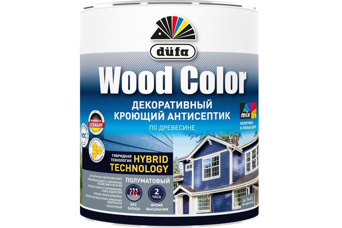 Кроющий антисептик Dufa WOOD COLOR лунная ночь 0,9 л МП00-007421