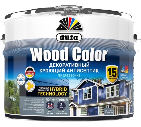 Кроющий антисептик Dufa WOOD COLOR тёмный шоколад 9 л МП00-007426