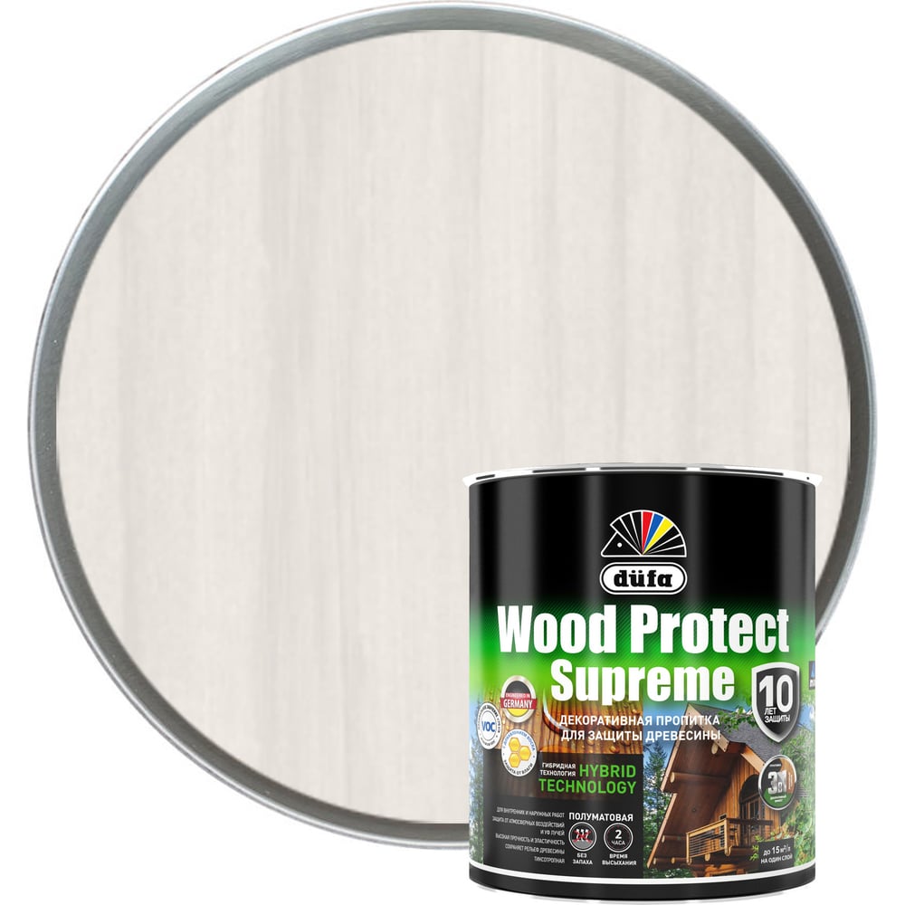 Пропитка Dufa WOOD PROTECT Supreme, белая 0,75 л МП00-008384 - выгодная ...
