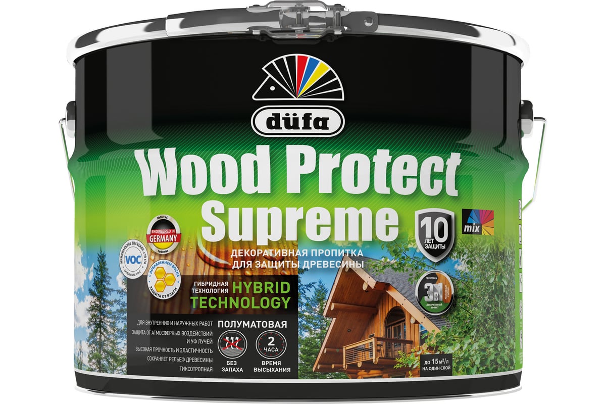 Пропитка Dufa WOOD PROTECT Supreme, белая 9 л МП00-008386 - выгодная ...