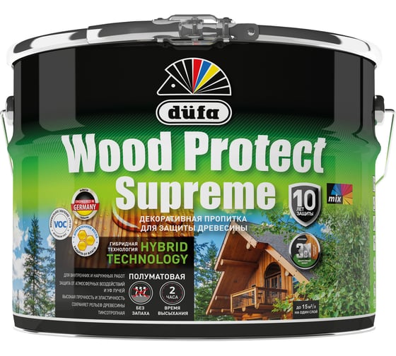 Пропитка Dufa WOOD PROTECT Supreme, белая 9 л МП00-008386