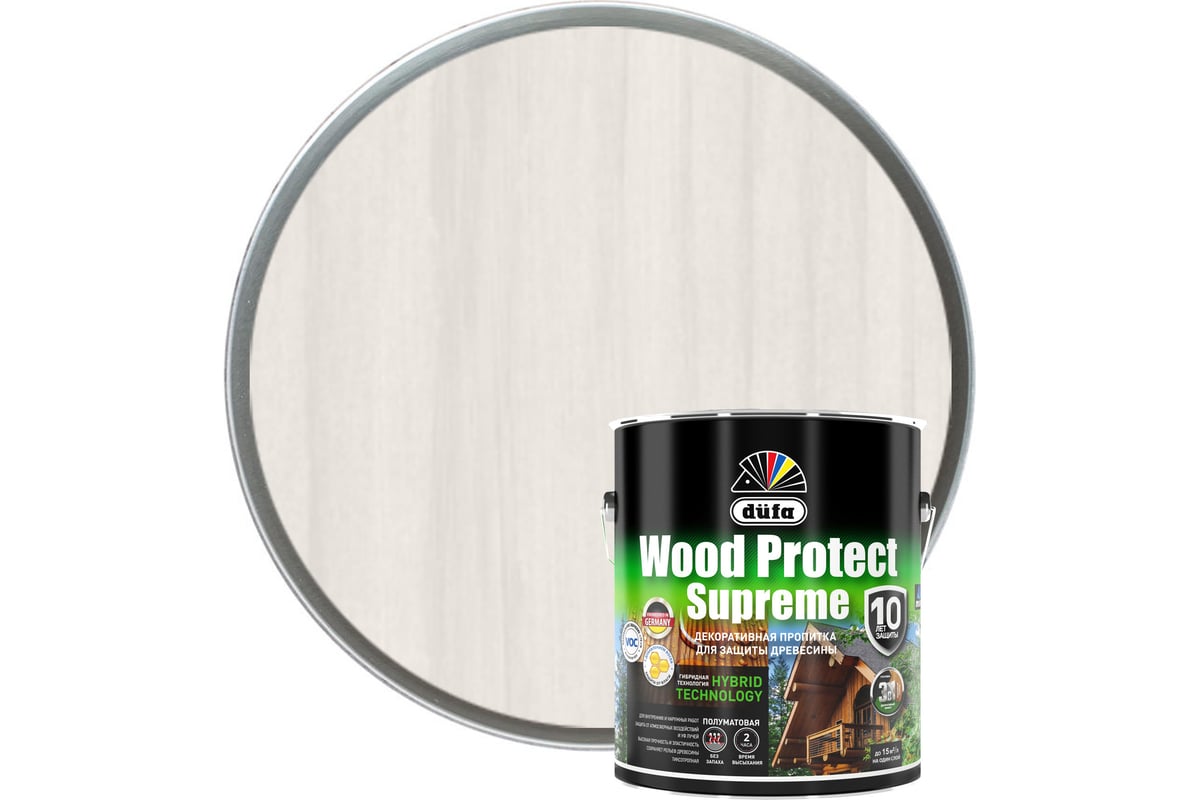 Пропитка Dufa WOOD PROTECT Supreme, белая 2,5 л МП00-008385 - выгодная ...